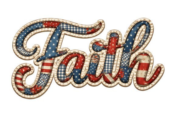 Faith Patchwork USA Script Design: A Vintage Asset