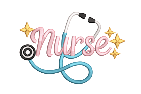 Nurse Script with Stethoscope: Embroidery for Designers