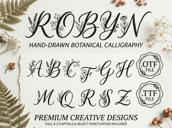 Robyn: Botanical Calligraphy for Artisanal Design